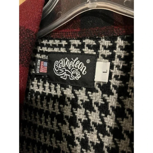 Cameleon Women’s Size Large Plaid Houndstooth Black Red White Vest Wool USA Made - Picture 2 of 6